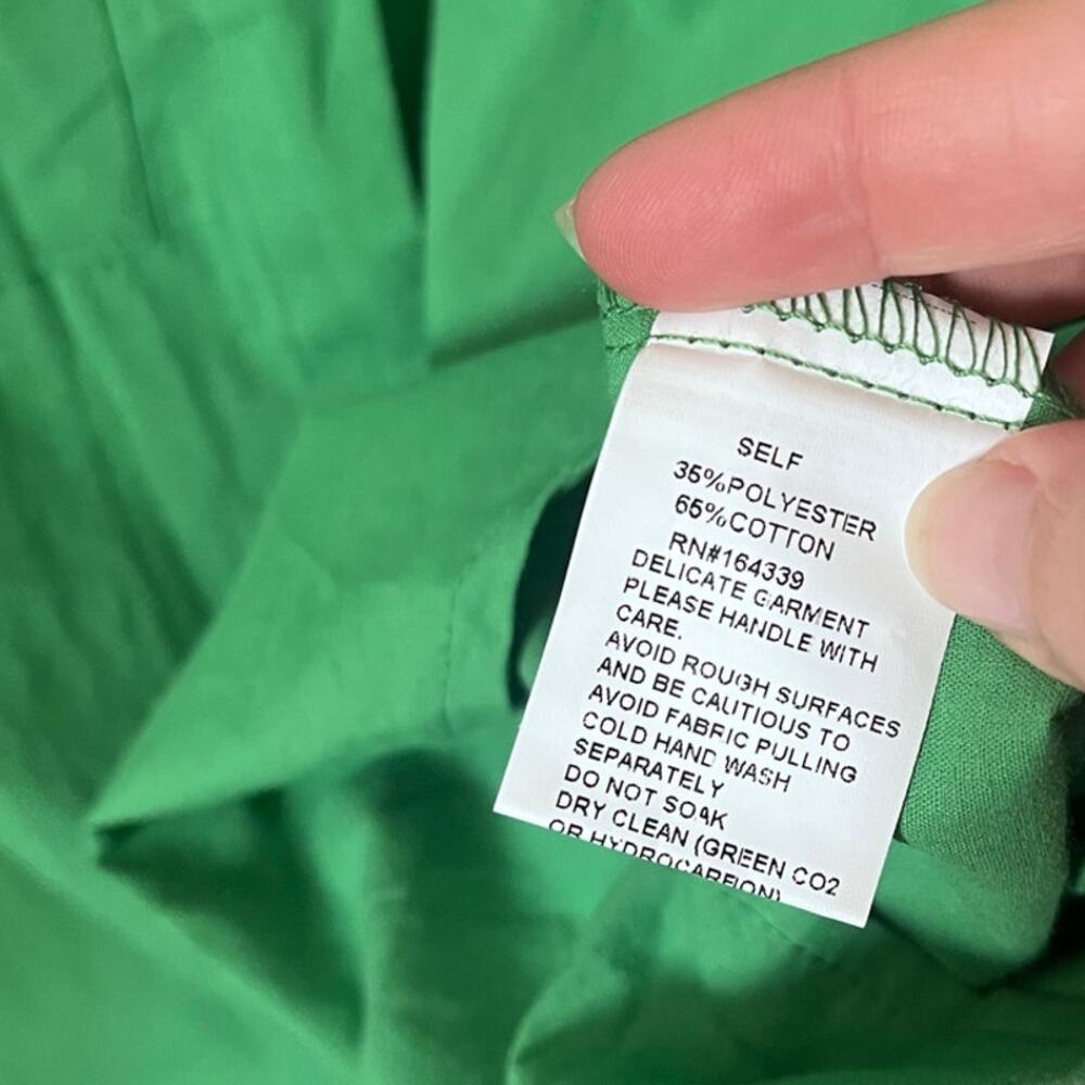 SNDYS Everyday Bello Shirt Green Poplin Button-Up Blouse Size S US 4 NWT - Picture 5 of 7